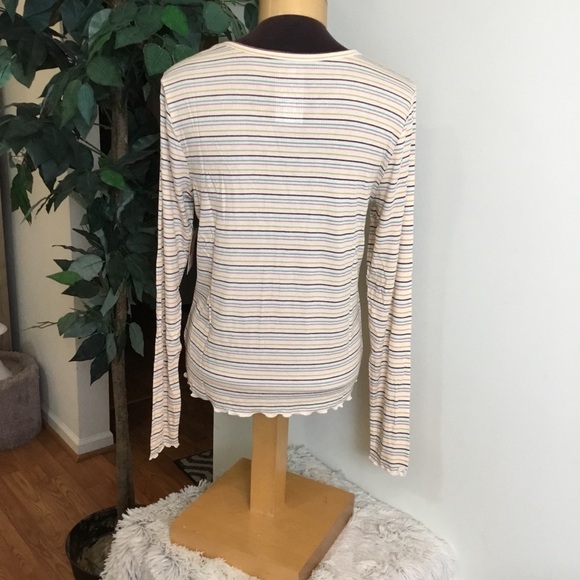 SO XL long sleeve ribbed tee w/ruffle hem green yellow - Picture 6 of 12